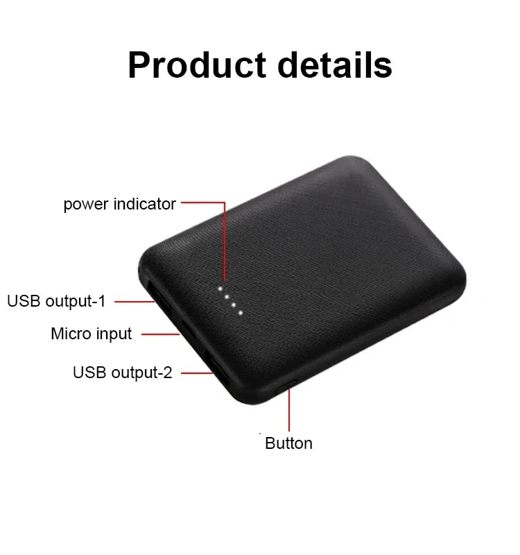 Portable Mini Power Bank 6000/10000mAh | Dual Ultra Slim USB Charger