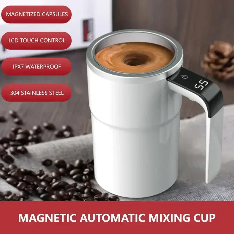 380ML Automatic Self-Stirring Mug with LCD Display | USB Rechargeable Smart Thermal Cup